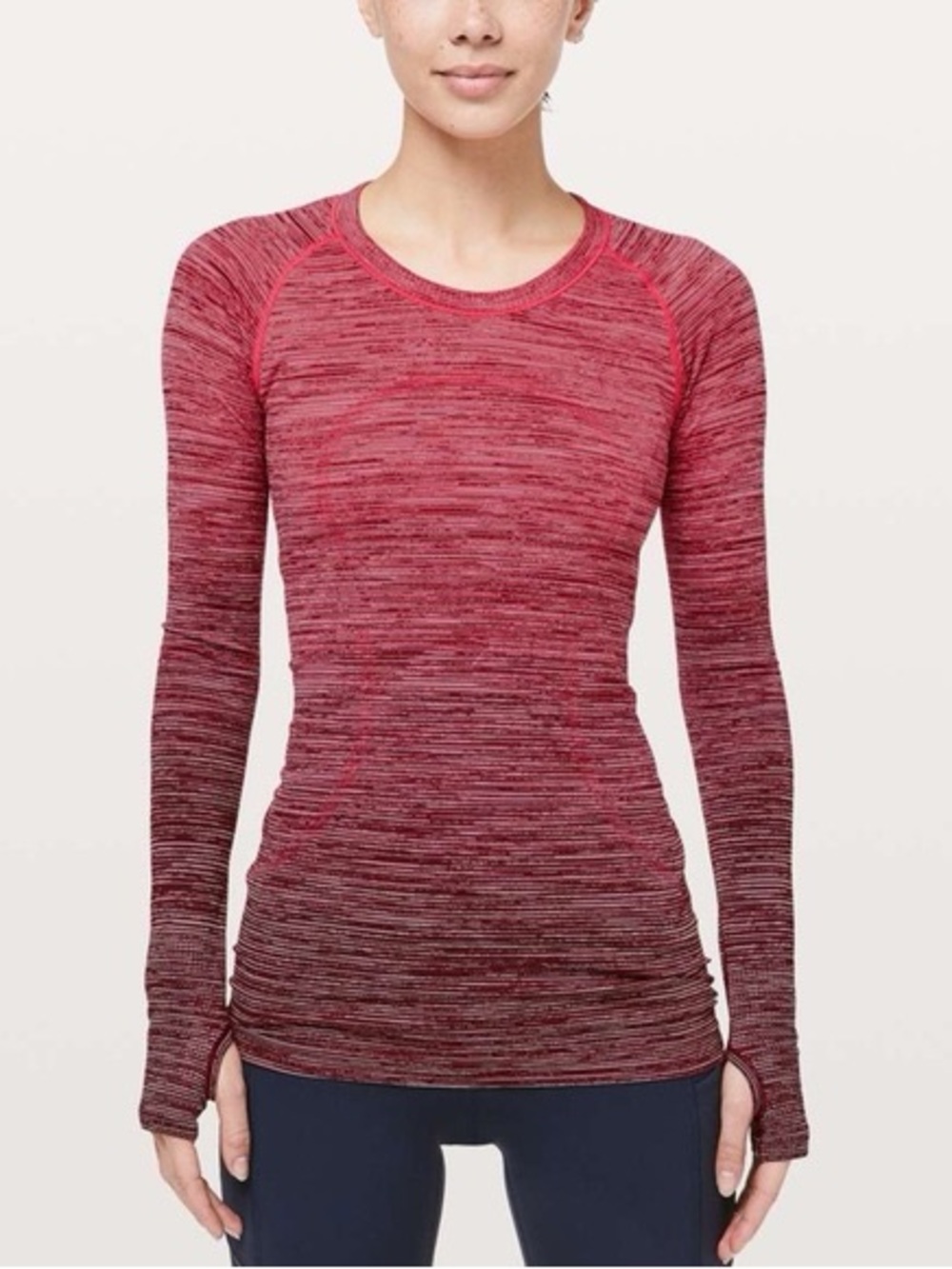 Lululemon Swiftly Tech Long Sleeve Crew in Red Alert Dark Sport Red/Black - 8